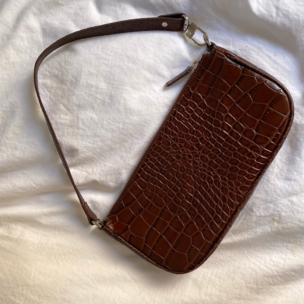 BY FAR - Rachel Croco Embossed Leather Bag - COLOR: Nutella